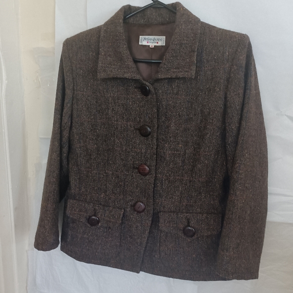♥️Saint Laurent rive gauche  wool blend vintage blazer size 46 - Picture 4 of 13